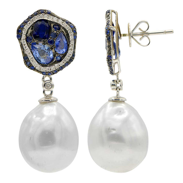 DSL South Sea Pearl & Sapphire Earrings