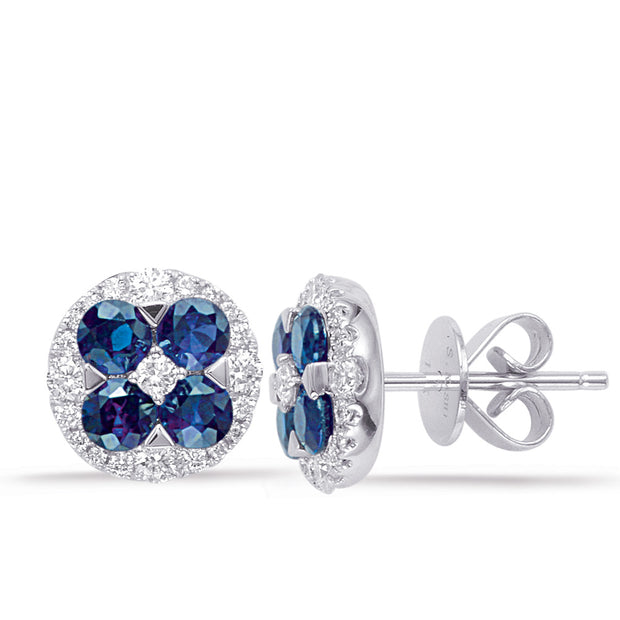 White Gold Sapphire & Diamond Earrings E7940-SWG