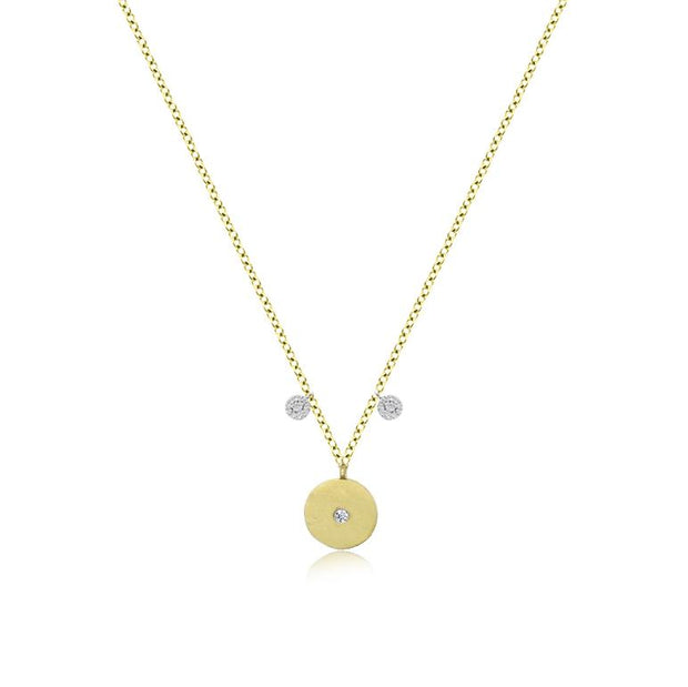 Meira T Dainty Disc Necklace with Diamonds