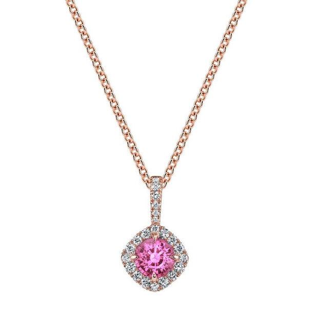 Pink Sapphire and Diamond Pendant in Rose Gold