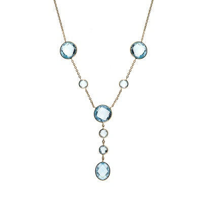 Gold Necklace With Blue Topaz