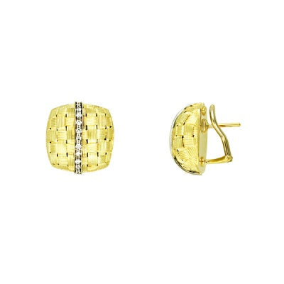 Gold Basket and Diamond Earrings