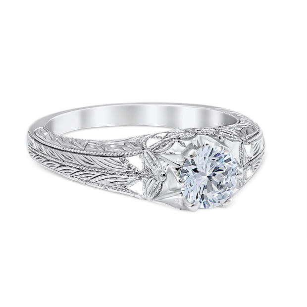 Sweeping Lace Vintage Style Engagement Ring