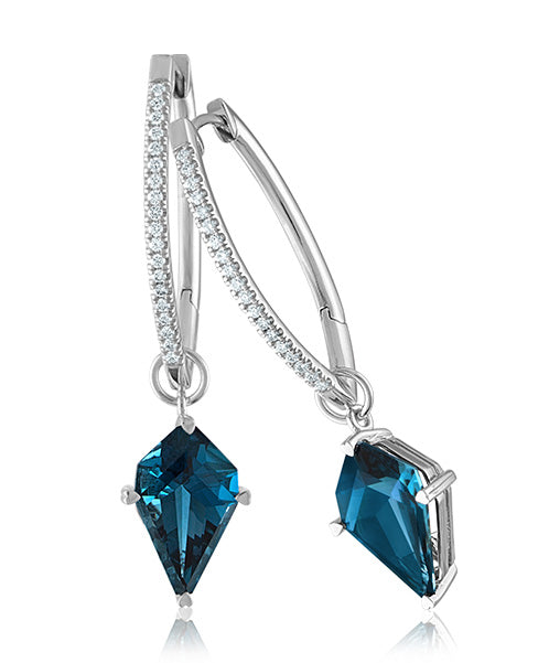 Lisa Nik 18K White Gold Blue Topaz and Diamond Pendant Necklace