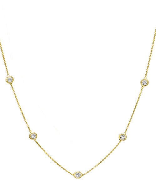 Lisa Nik Five Diamond Bezel Necklace