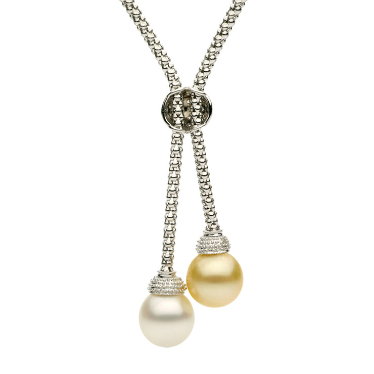 DSL White & Golden South Sea Pearl Lariat Necklace