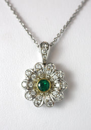 Emerald & Diamond Floral Pendant
