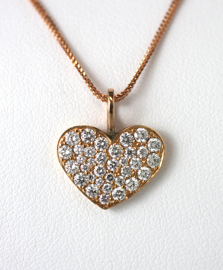 Pave & Rose Gold Heart Pendant