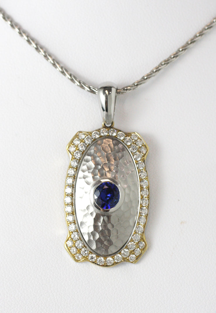 Two Tone Hammered Sapphire Pendant
