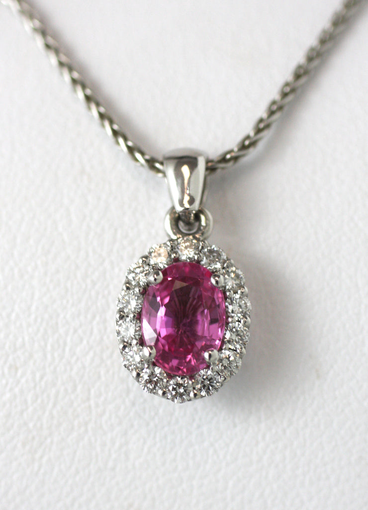 Pink Sapphire & Pave Pendant