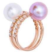 DSL South Sea & Freshwater Pearl Ring with Diamonds