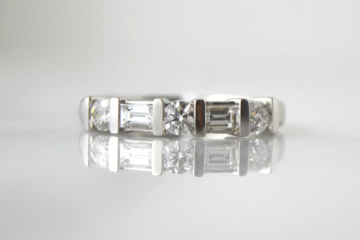 Baguette and Round Diamond Band
