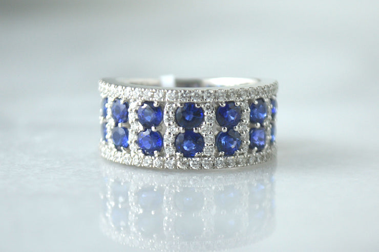 Round Sapphire and Pave Band