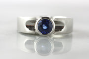 Men's White Gold and Sapphire Ring