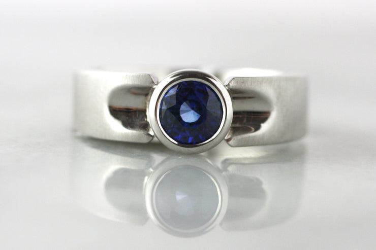 Men's White Gold and Sapphire Ring
