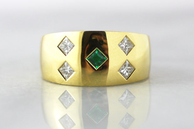 Men's Emerald and Diamond Ring