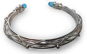 Blue Topaz Diamond Sterling Silver Bangle Bracelet