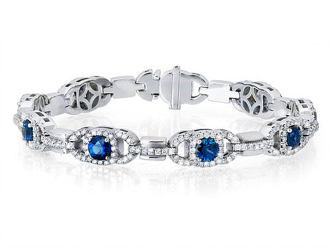 Blue Sapphire Bracelet with Diamonds