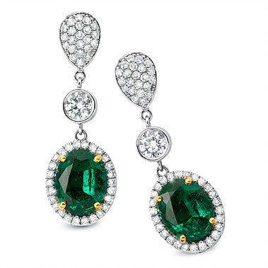 Oval Emerald Drop Earrings
