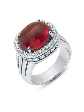 Red Rubellite Ring with Diamonds