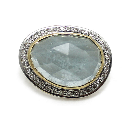 Aquamarine and Diamond 18 Karat Gold Pendant