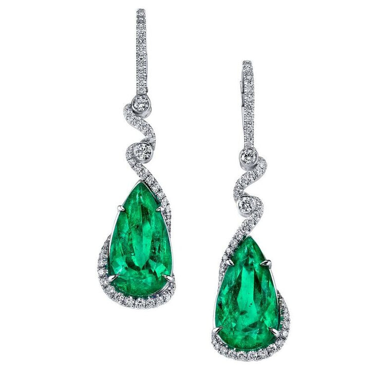 Pear-Cut Emerald Earrings