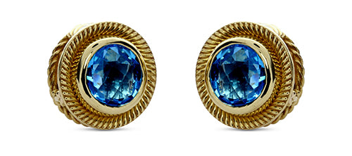 Blue Topaz 18 Karat Gold Earrings