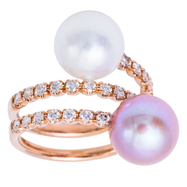DSL South Sea & Freshwater Pearl Ring with Diamonds