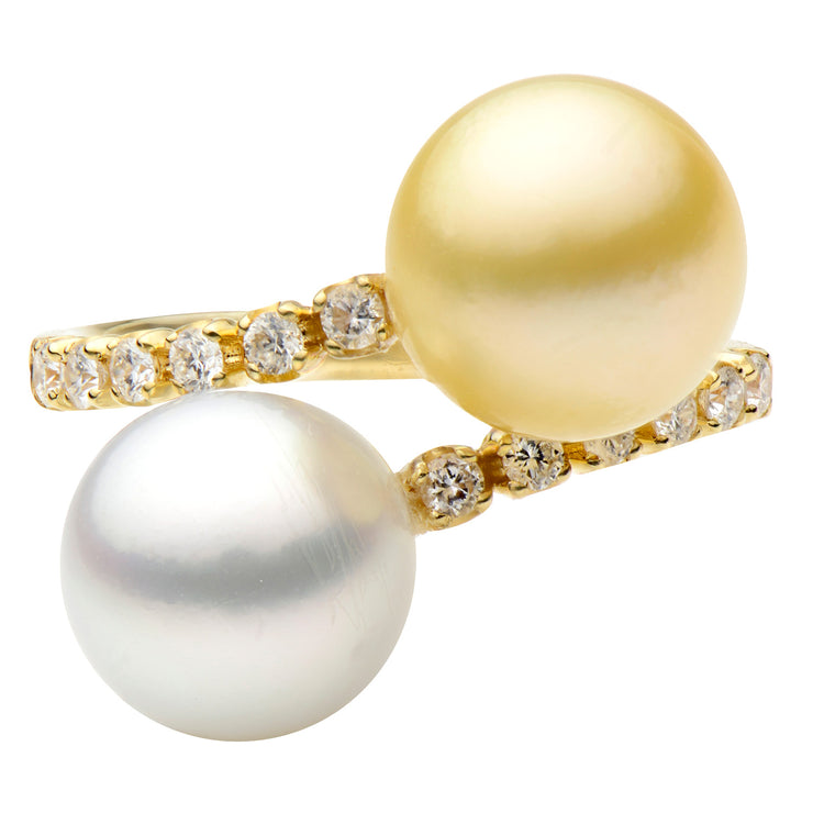 DSL Yellow Gold and South Sea Pearl Ring with Diamonds