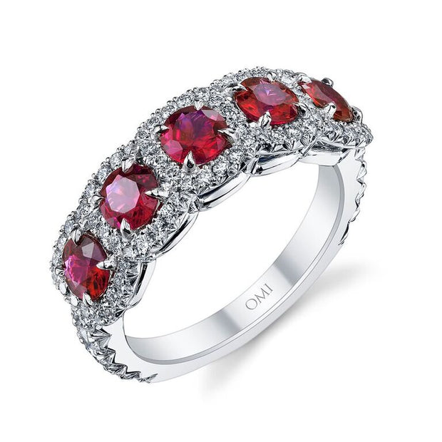 5-Stone Ruby and Diamond Ring