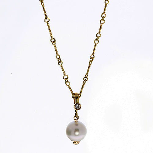 South Sea Pearl Pendant with 18 Karat Gold/Diamond Bail