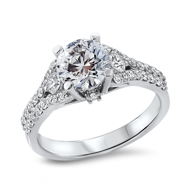 Solitaire with Accent Diamonds and Diamond Split Shank