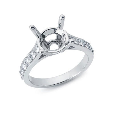 Solitaire Engagement Ring with Round Diamonds in the Shank