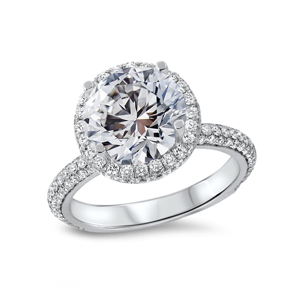 Solitaire Diamond with Halo and Raised Basket