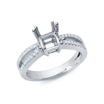Solitaire Ring for Princess Cut Diamond with Split Shank