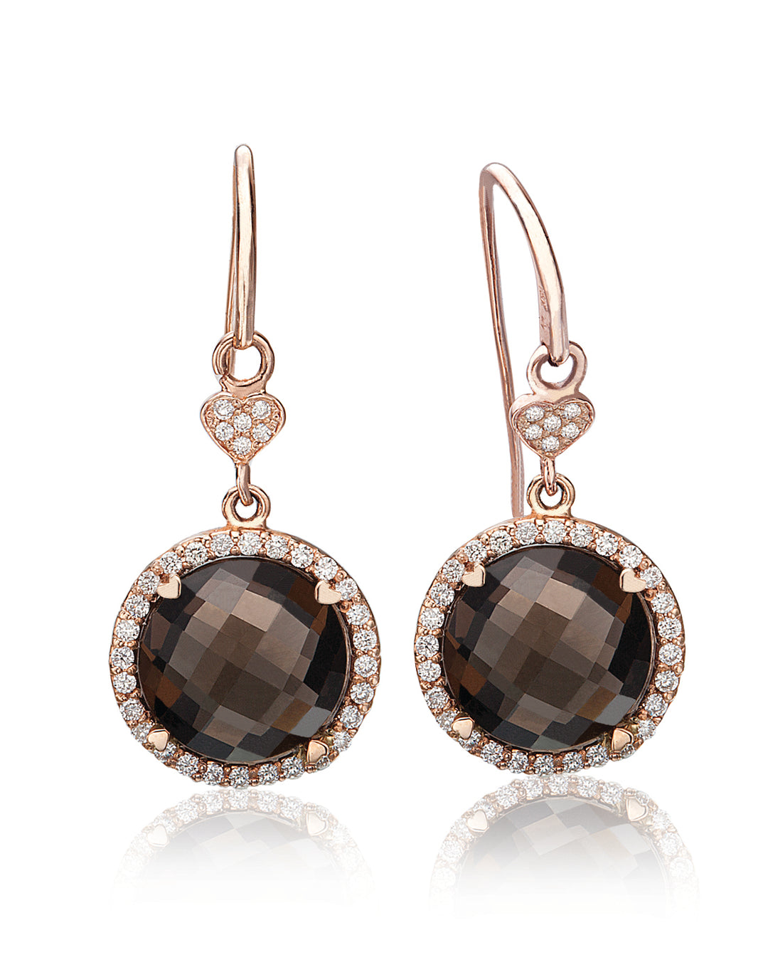 Lisa Nik 18k Rose Gold Round Smokey Quartz and Diamond Earrings Lisa Nik 18k Rose Gold Round Smokey Quartz and Diamond Earrings